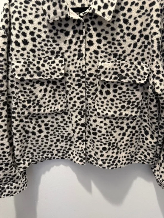 Brixton Women's Bowery Fleece Longsleeve Shirt cheetah-print jacket medium - Picture 6 of 12